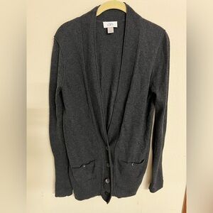 LOFT Charcoal Button-Up Cardigan